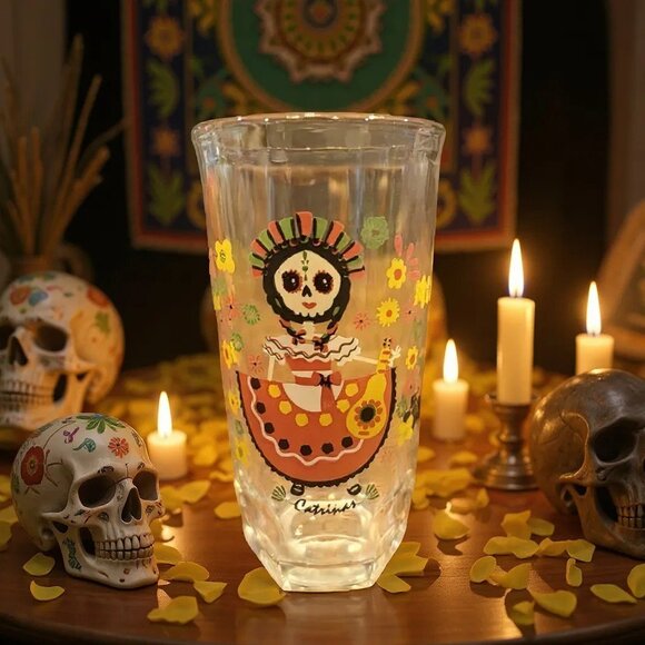 Crisa Dona Maria Ltd Edition Mexican Mole Catrinas Day of the Dead Glass 5x2 1/4 - Picture 1 of 8